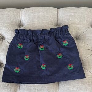 TBBC 2T Festive Navy Kids Skirt with Embroidered Wreaths